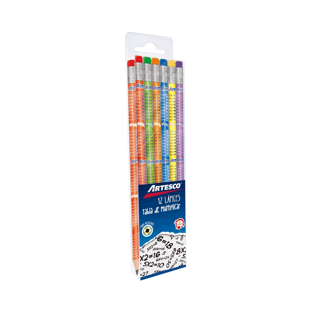 Tablas de Multiplicar colorido temáticas con goma de borrar en la parte superior de EE.UU. Paquete de 12 piezas lápices HB 